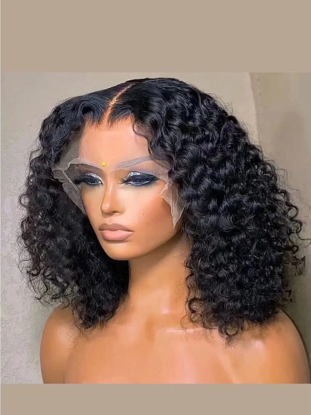 Natural Black Curly Lace Front Wig - Women Hair